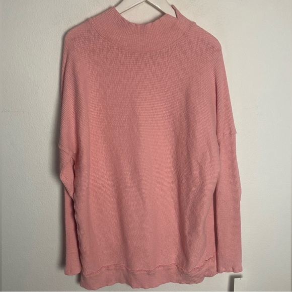 Free People Casey Tunic Heart Haze Women’s Large Knit Sweater Ribbed Mock Neck - Picture 2 of 9